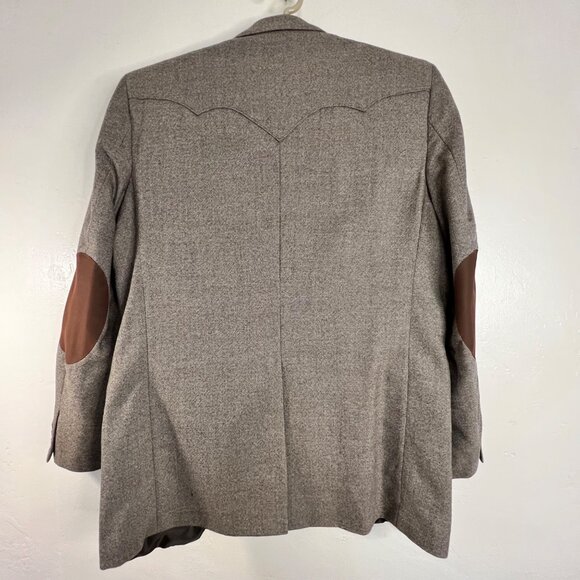 Mens Western Tweed Lambswool Blazer Leather Elbow Patches Circle S Size 48L - Picture 2 of 16